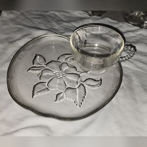 12 Vintage Hazel Atlas Glass Clear Apple shaped Blossom Orchard Pattern